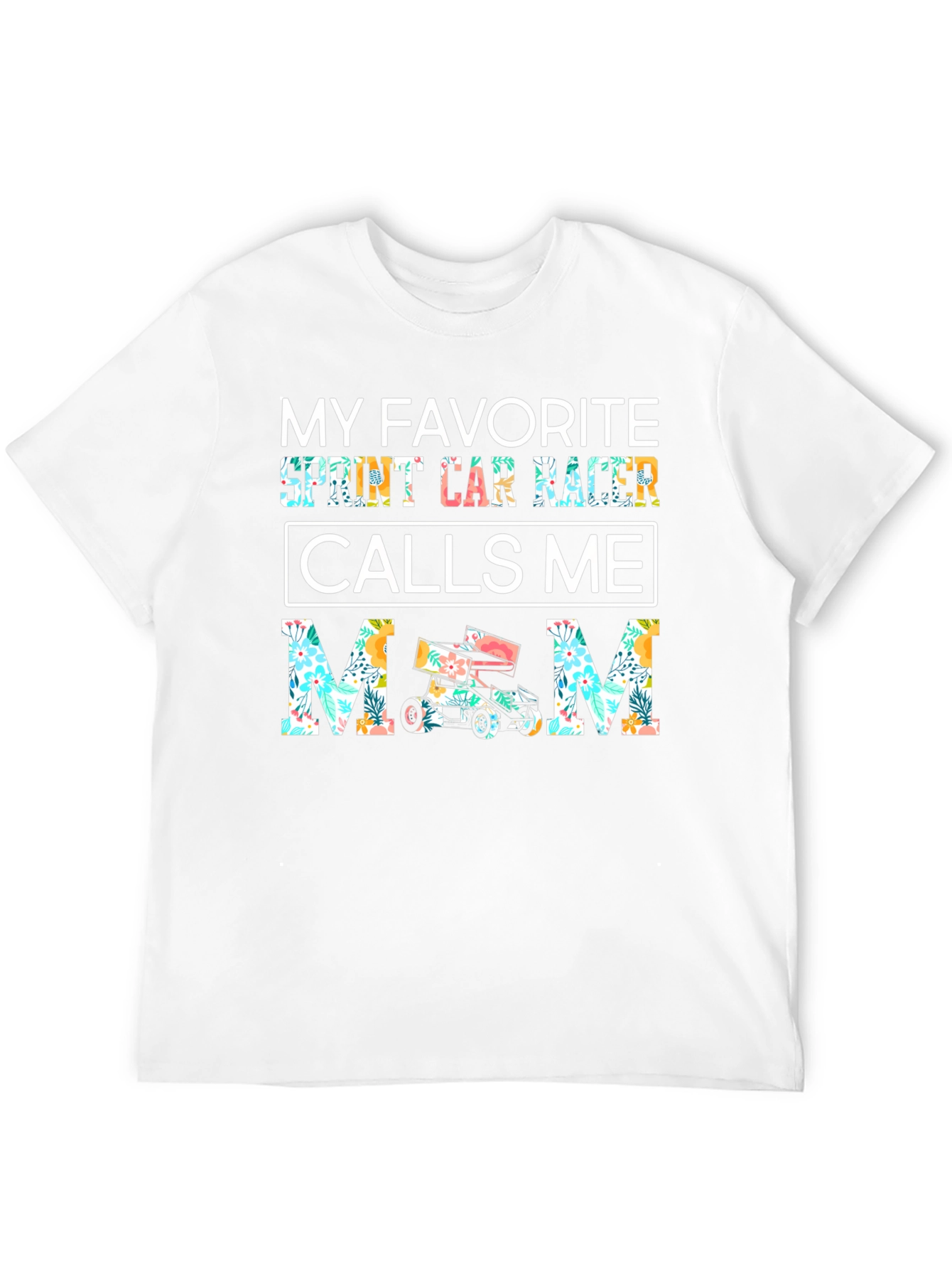 Sprint Car Racer Mom T-Shirt - Floral Design