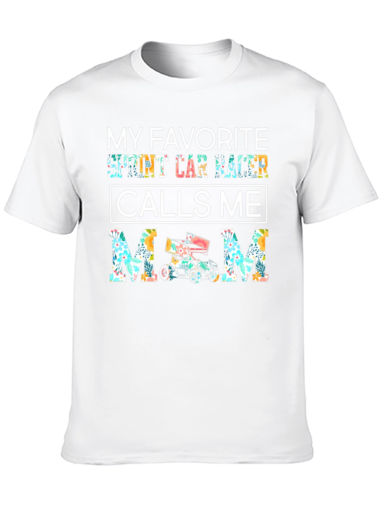 Sprint Car Racer Mom T-Shirt - Floral Design