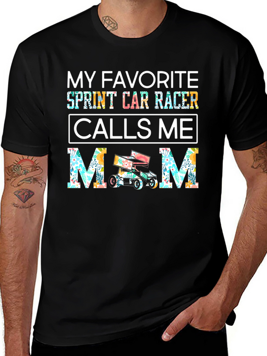 Sprint Car Racer Mom T-Shirt - Floral Design