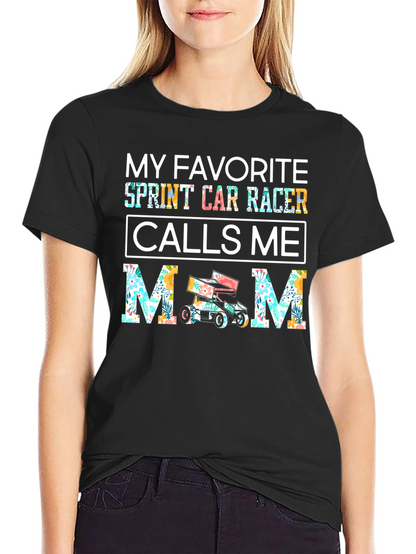 Sprint Car Racer Mom T-Shirt - Floral Design