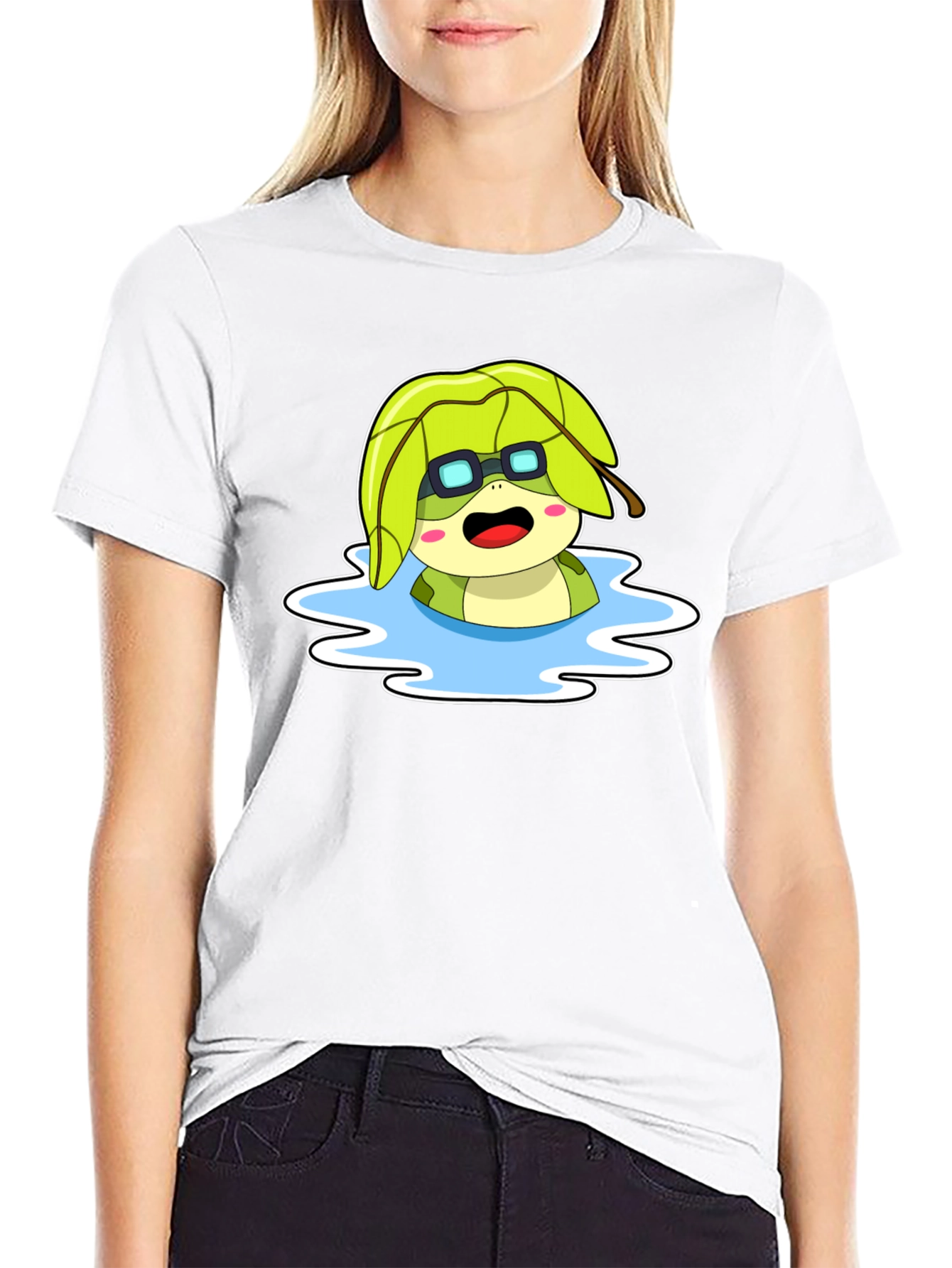 Cartoon Turtle in Water T-Shirt
