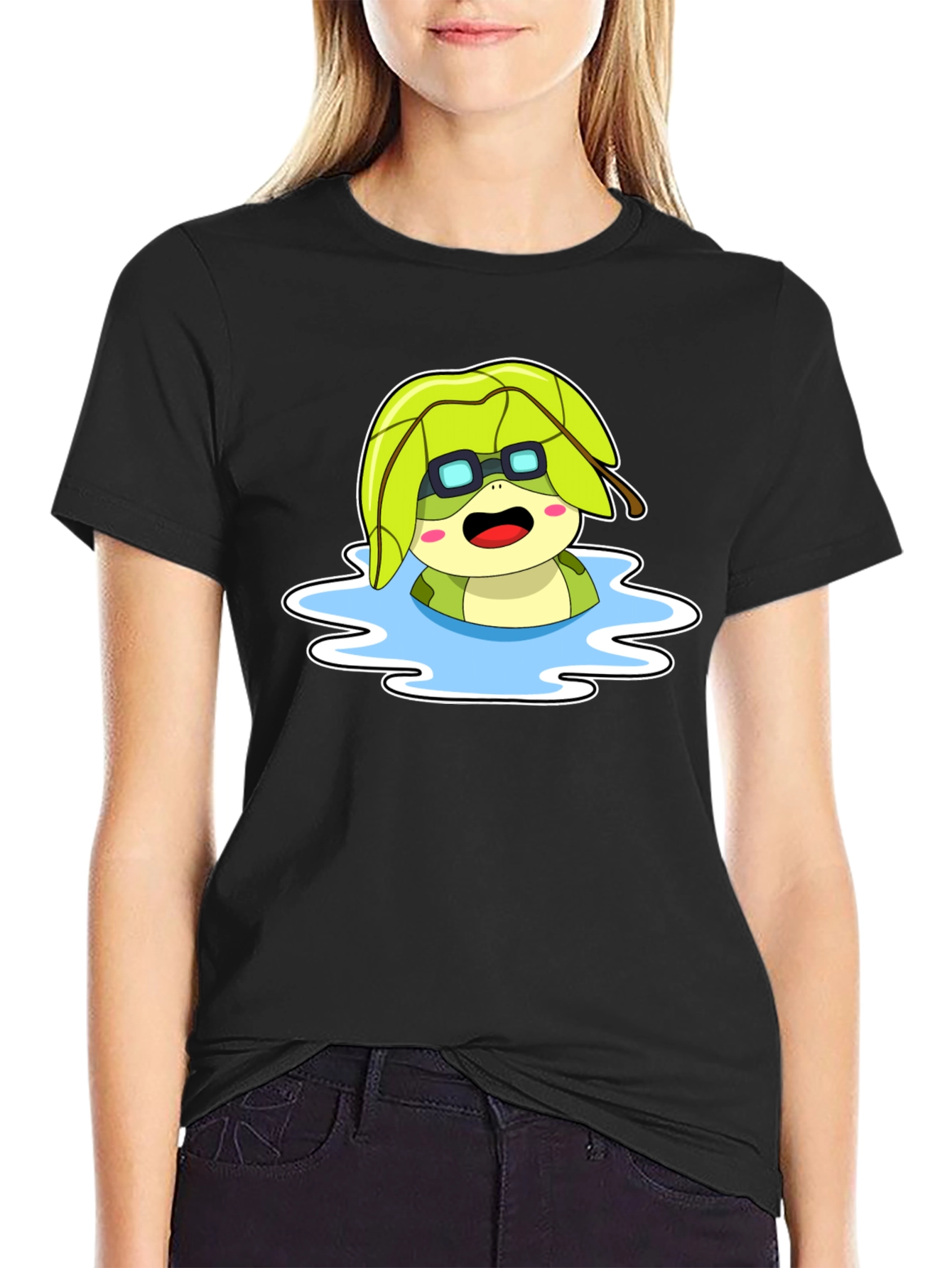 Cartoon Turtle in Water T-Shirt