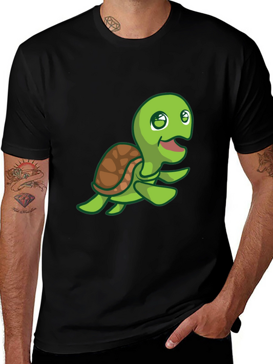 Cute Turtle Graphic Print Crew Neck T-Shirt