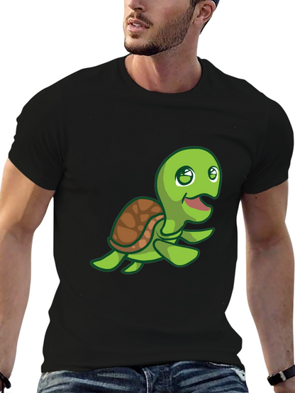 Cute Turtle Graphic Print Crew Neck T-Shirt