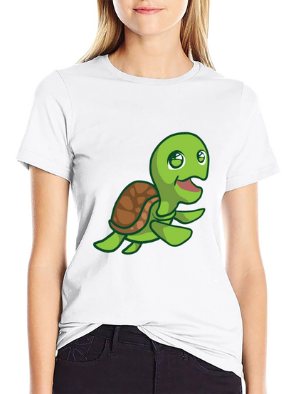 Cute Turtle Graphic Print Crew Neck T-Shirt