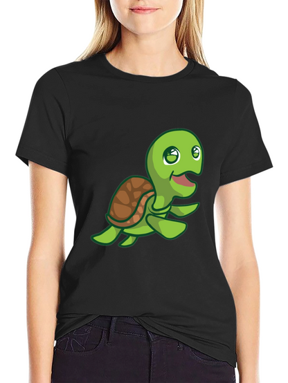 Cute Turtle Graphic Print Crew Neck T-Shirt