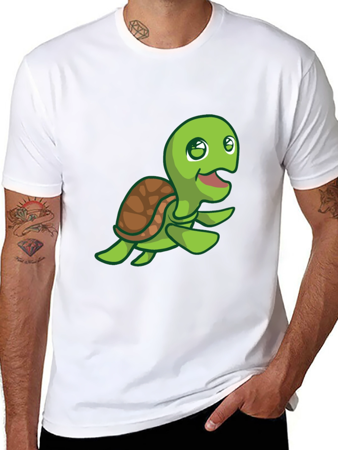 Cute Turtle Graphic Print Crew Neck T-Shirt