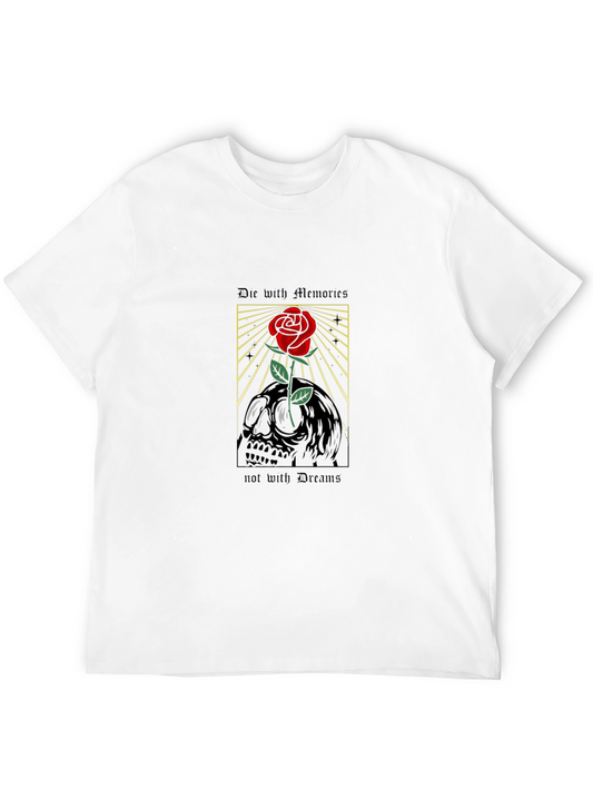 Die With Memories T-Shirt: Skull & Rose Graphic Tee