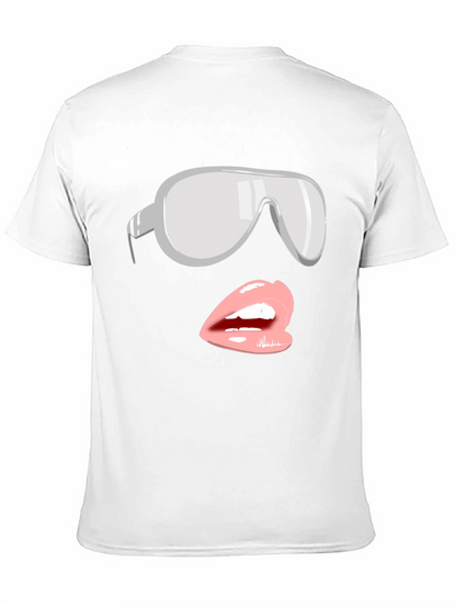 Sunglasses & Lips Graphic Tee - Stylish Black T-Shirt