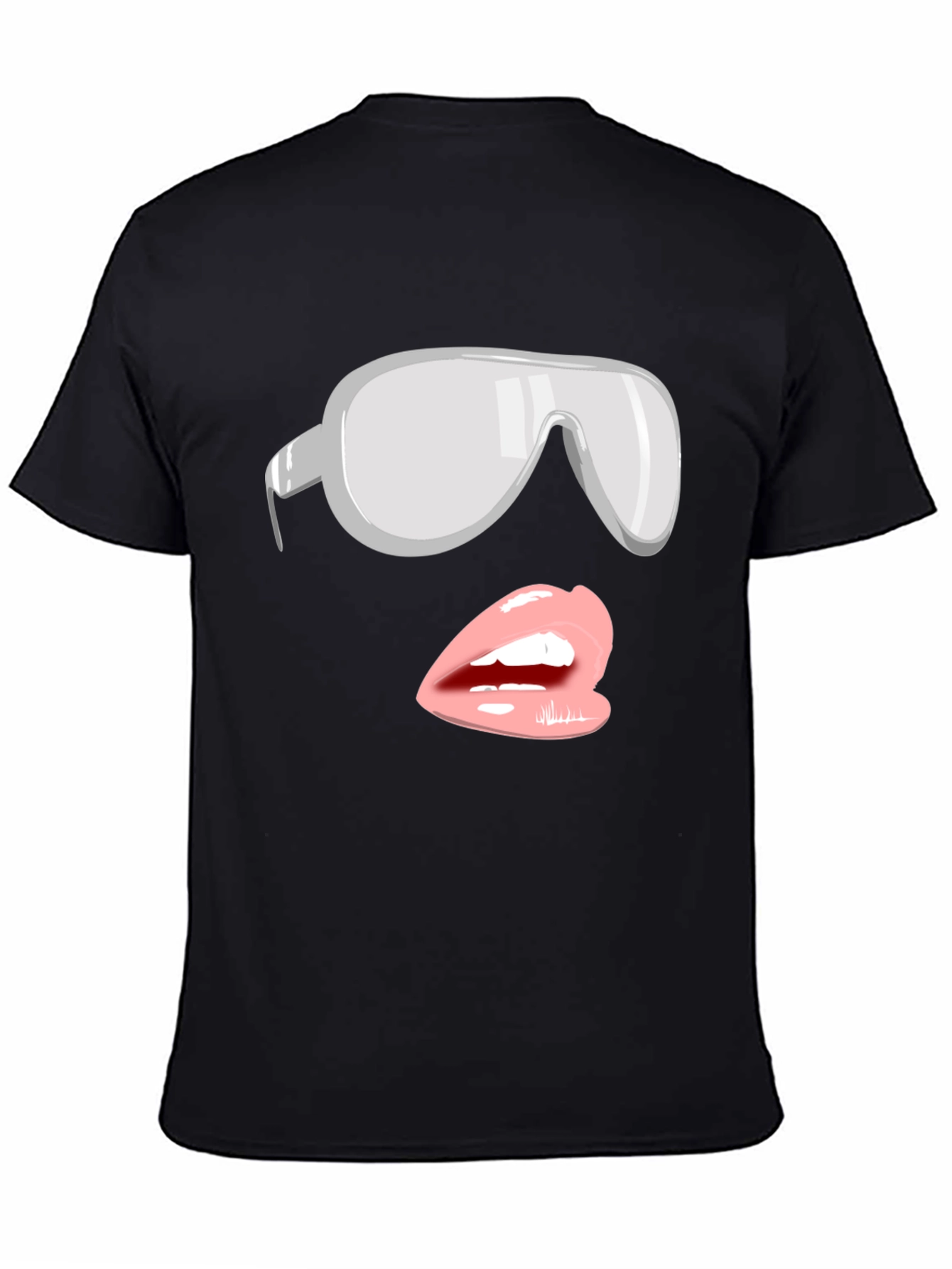 Sunglasses & Lips Graphic Tee - Stylish Black T-Shirt