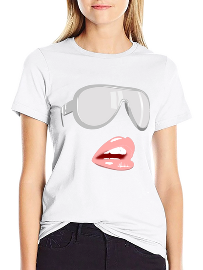 Sunglasses & Lips Graphic Tee - Stylish Black T-Shirt