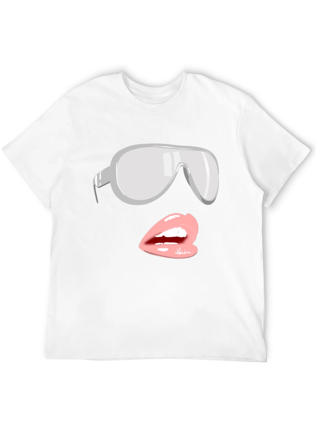 Sunglasses & Lips Graphic Tee - Stylish Black T-Shirt