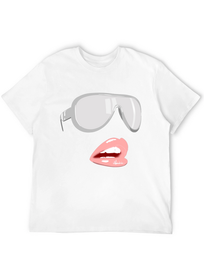 Sunglasses & Lips Graphic Tee - Stylish Black T-Shirt
