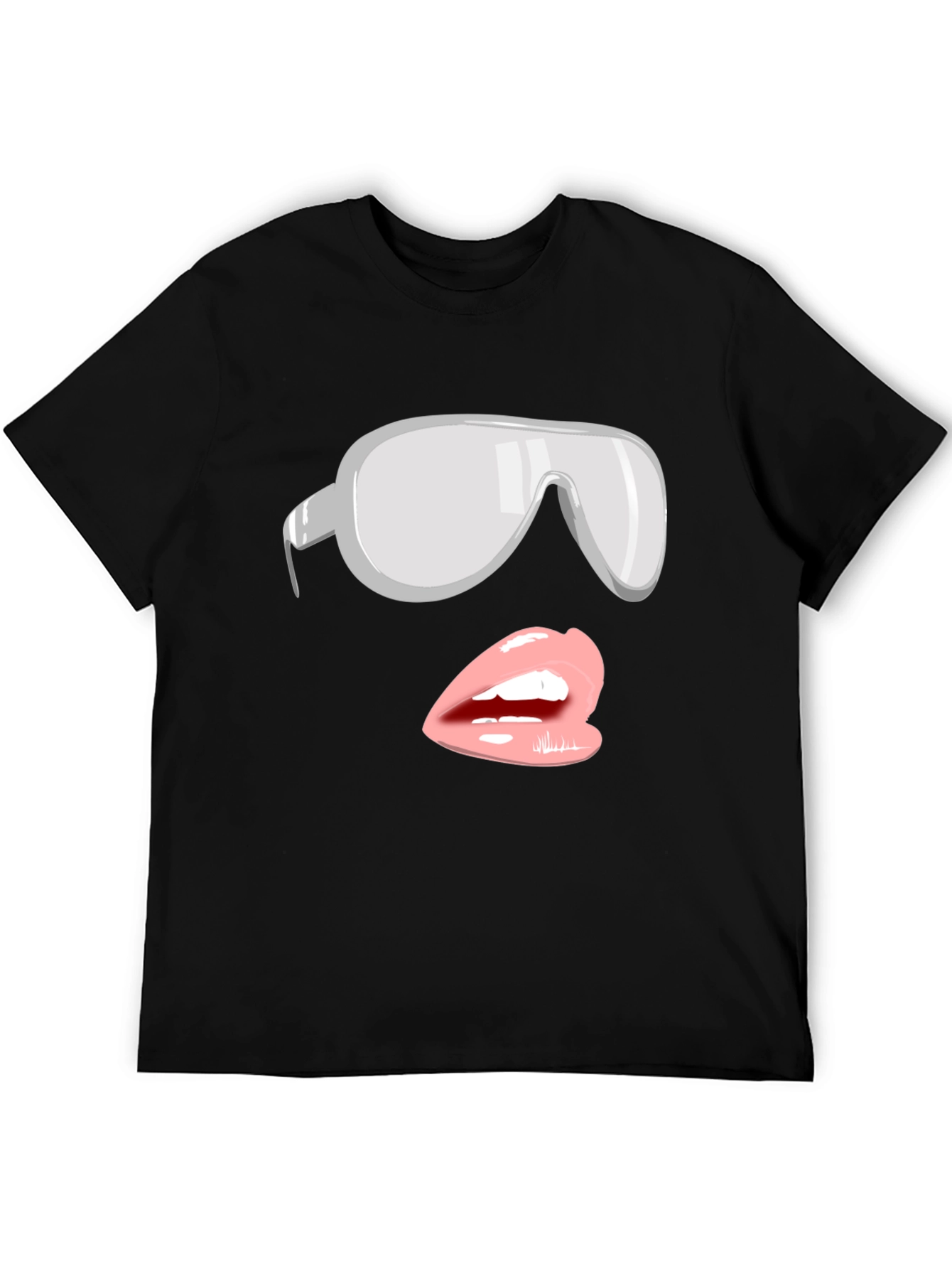 Sunglasses & Lips Graphic Tee - Stylish Black T-Shirt