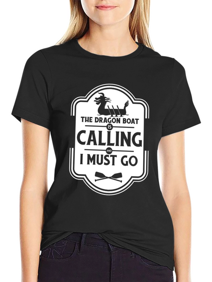 Dragon Boat Calling Black Graphic Tee