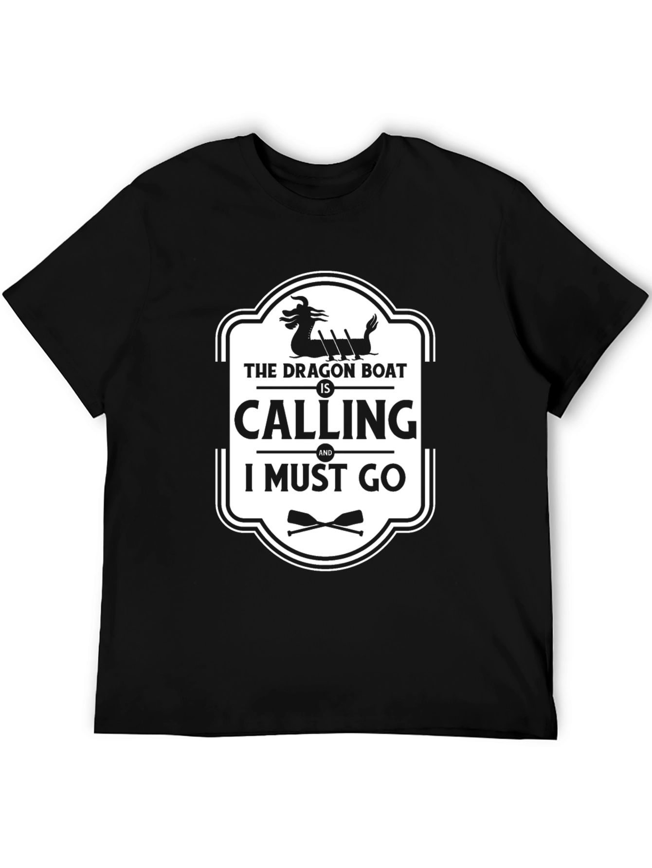 Dragon Boat Calling Black Graphic Tee