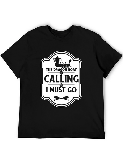 Dragon Boat Calling Black Graphic Tee