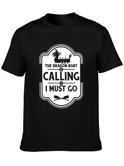 Dragon Boat Calling Black Graphic Tee