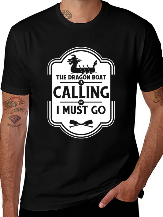 Dragon Boat Calling Black Graphic Tee