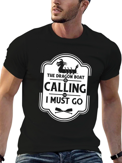 Dragon Boat Calling Black Graphic Tee