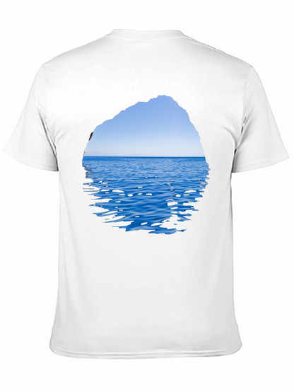 Ocean View Graphic Tee - Black Cotton T-Shirt