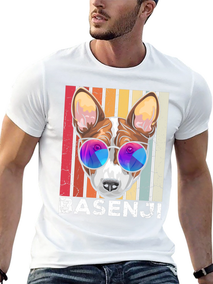 Basenji Dog Retro Sunglasses Graphic T-Shirt