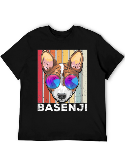 Basenji Dog Retro Sunglasses Graphic T-Shirt