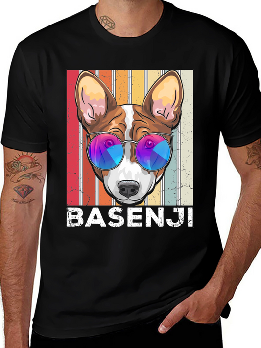 Basenji Dog Retro Sunglasses Graphic T-Shirt