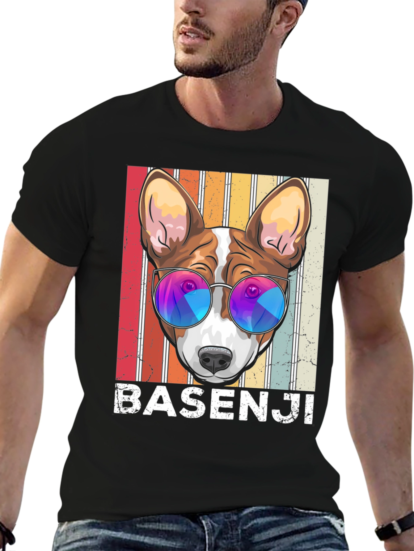 Basenji Dog Retro Sunglasses Graphic T-Shirt