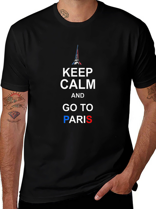 Keep Calm and Go To Paris Black T-Shirt