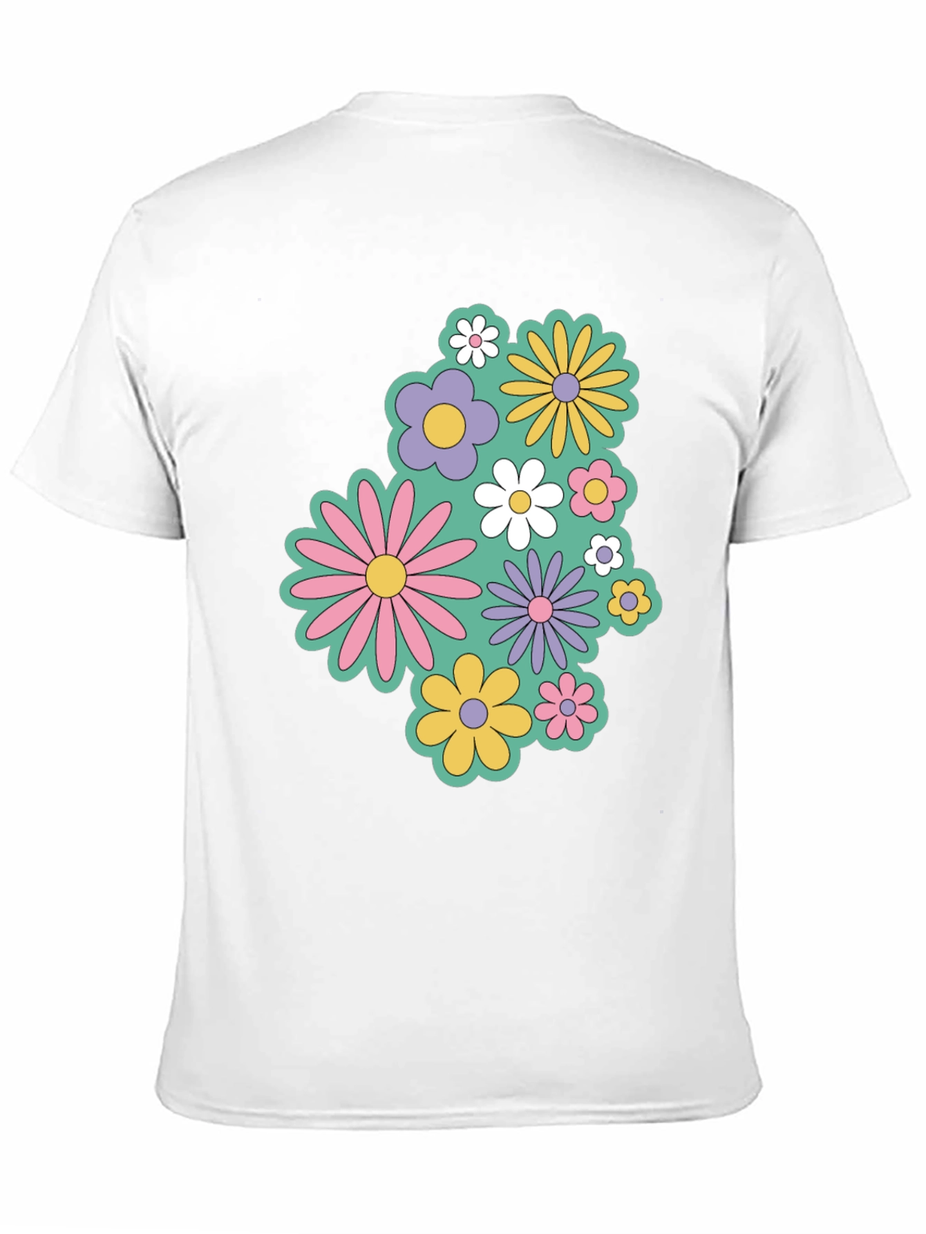 Retro Floral Graphic Black T-Shirt
