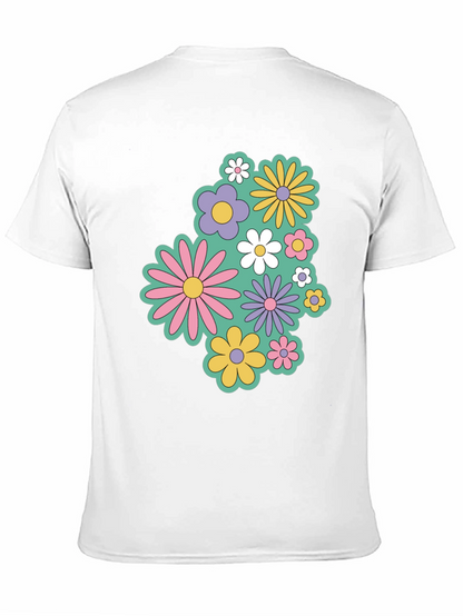Retro Floral Graphic Black T-Shirt