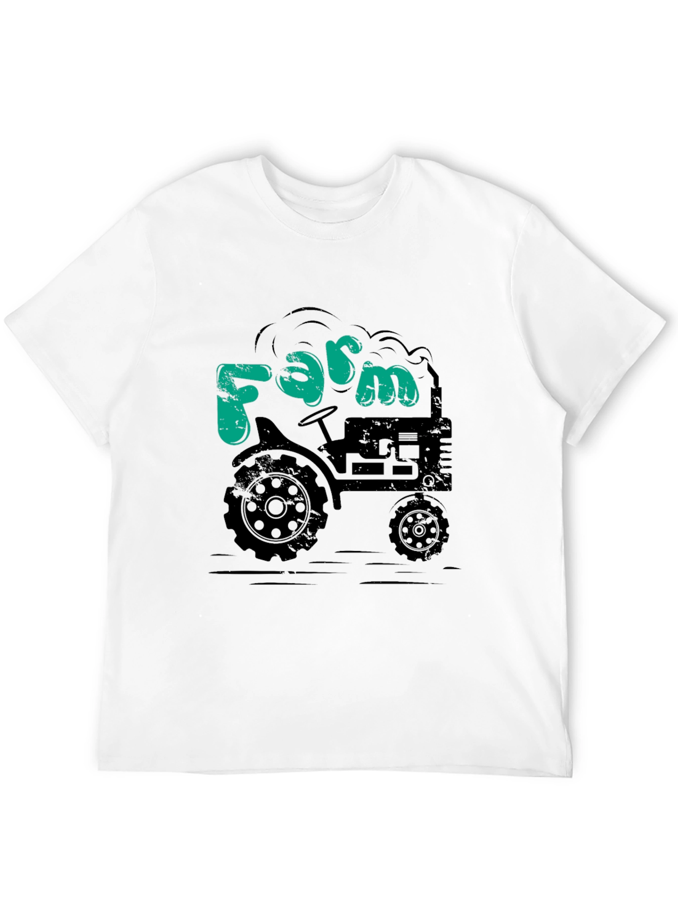 Farm Tractor Graphic Tee - Black Cotton T-Shirt