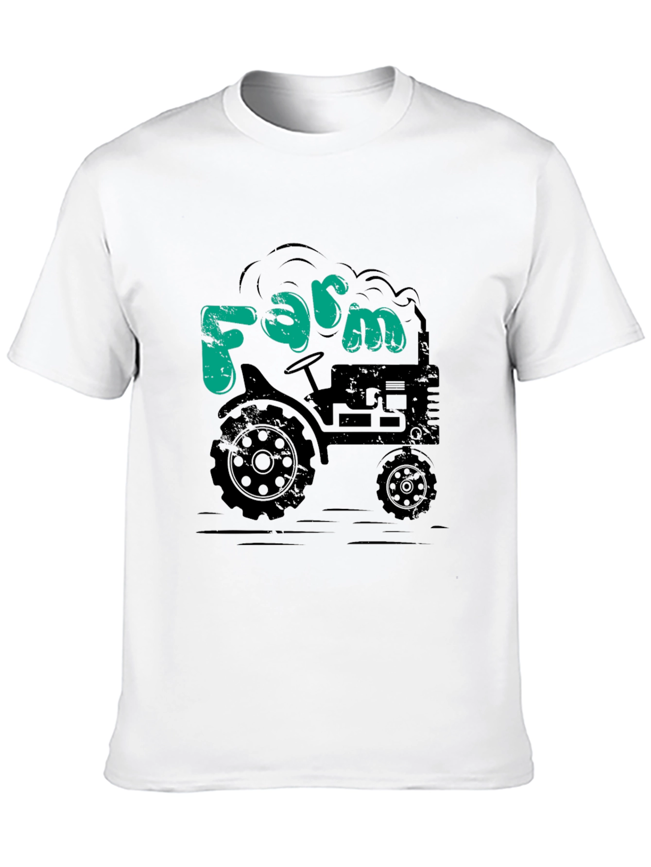 Farm Tractor Graphic Tee - Black Cotton T-Shirt
