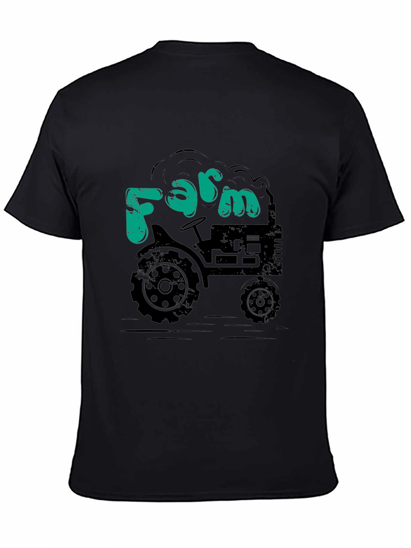 Farm Tractor Graphic Tee - Black Cotton T-Shirt