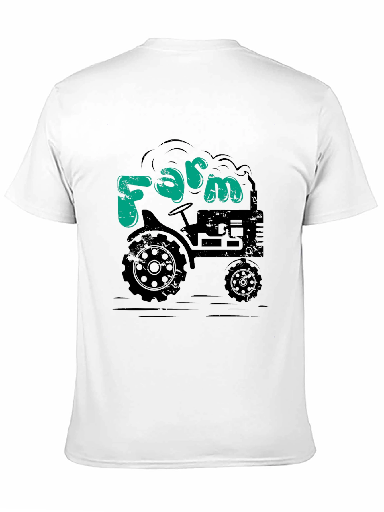 Farm Tractor Graphic Tee - Black Cotton T-Shirt