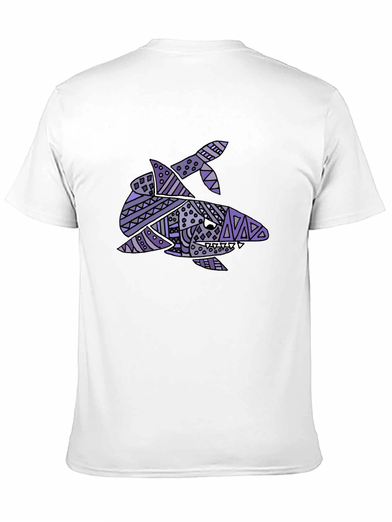 Tribal Shark Graphic Tee - Black Cotton T-Shirt