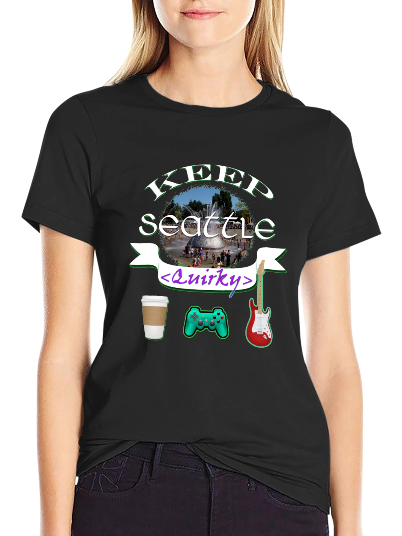 Keep Seattle Quirky T-Shirt Coffee Gaming Music