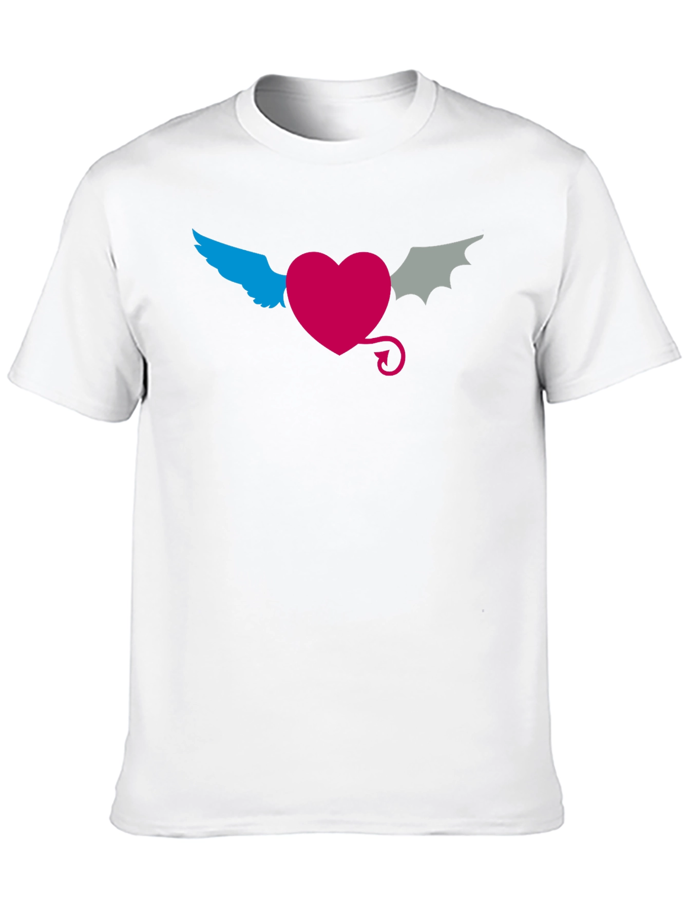 Angel Devil Heart Tee - Black Cotton T-Shirt
