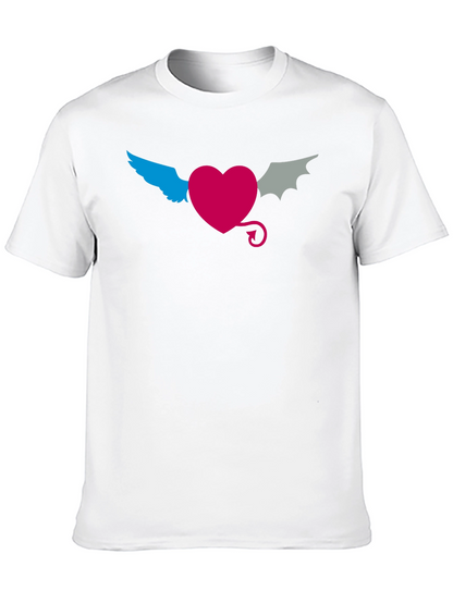 Angel Devil Heart Tee - Black Cotton T-Shirt