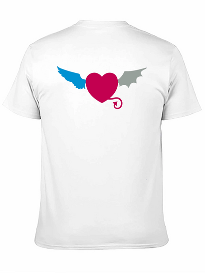 Angel Devil Heart Tee - Black Cotton T-Shirt
