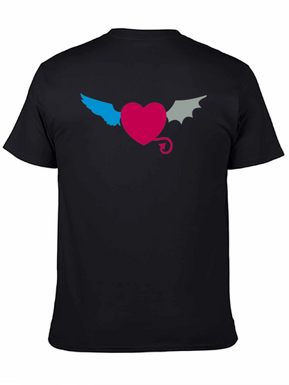 Angel Devil Heart Tee - Black Cotton T-Shirt