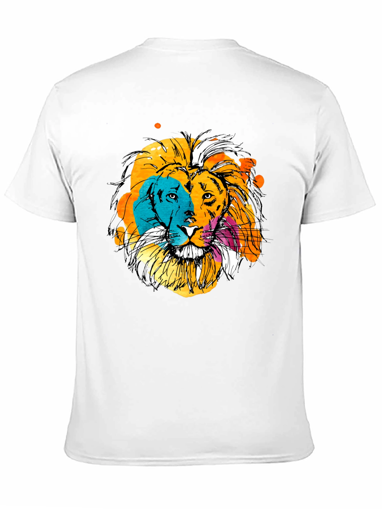 Vibrant Lion Graphic Print Black T-Shirt