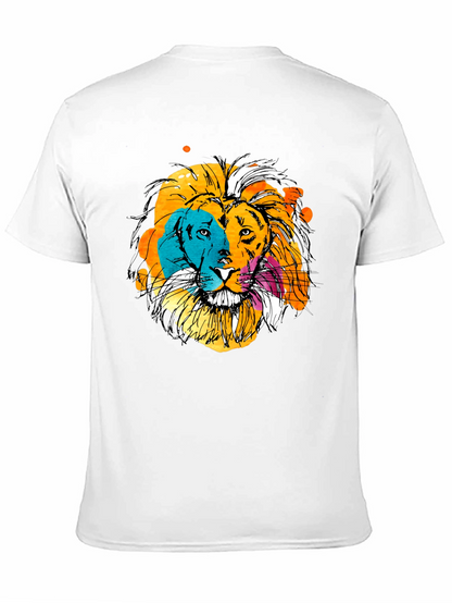 Vibrant Lion Graphic Print Black T-Shirt
