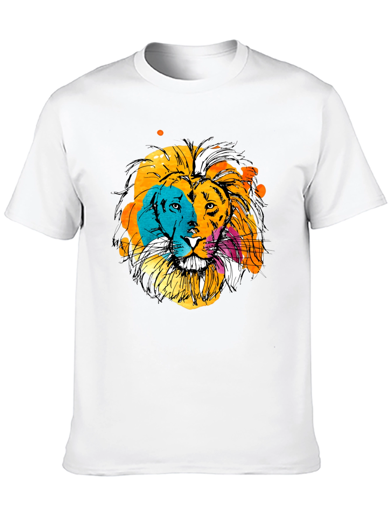 Vibrant Lion Graphic Print Black T-Shirt