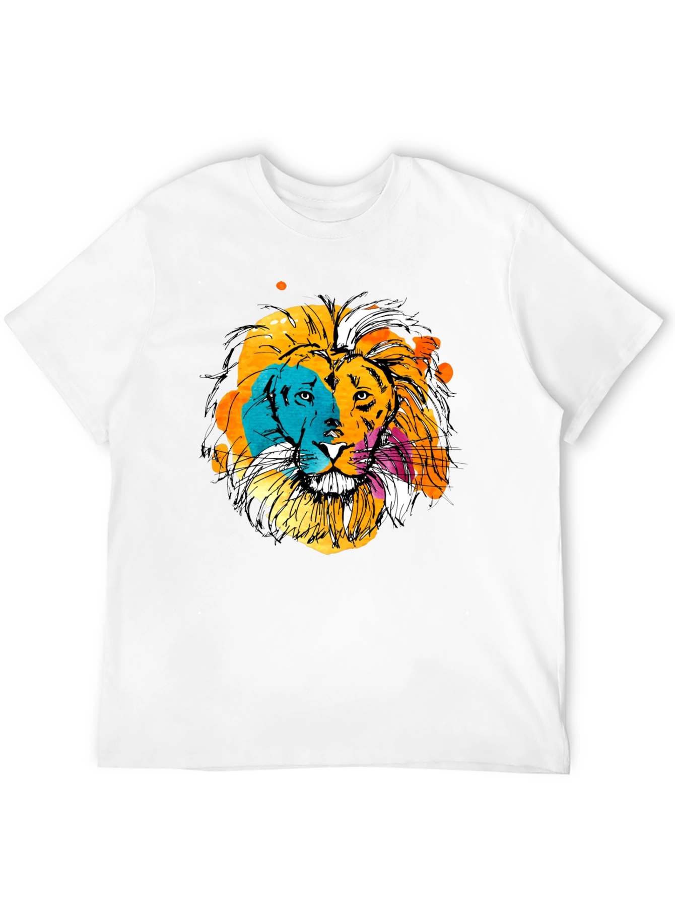 Vibrant Lion Graphic Print Black T-Shirt
