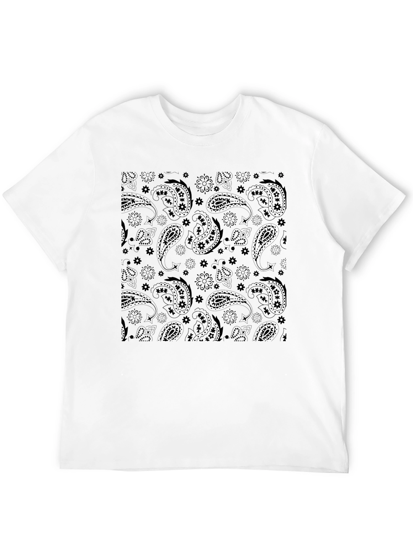Paisley Print Black Crew Neck T-Shirt