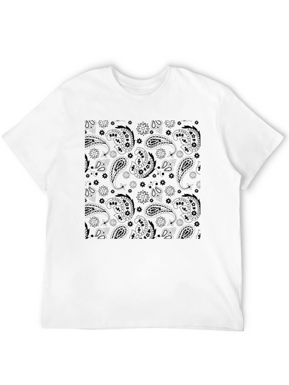 Paisley Print Black Crew Neck T-Shirt