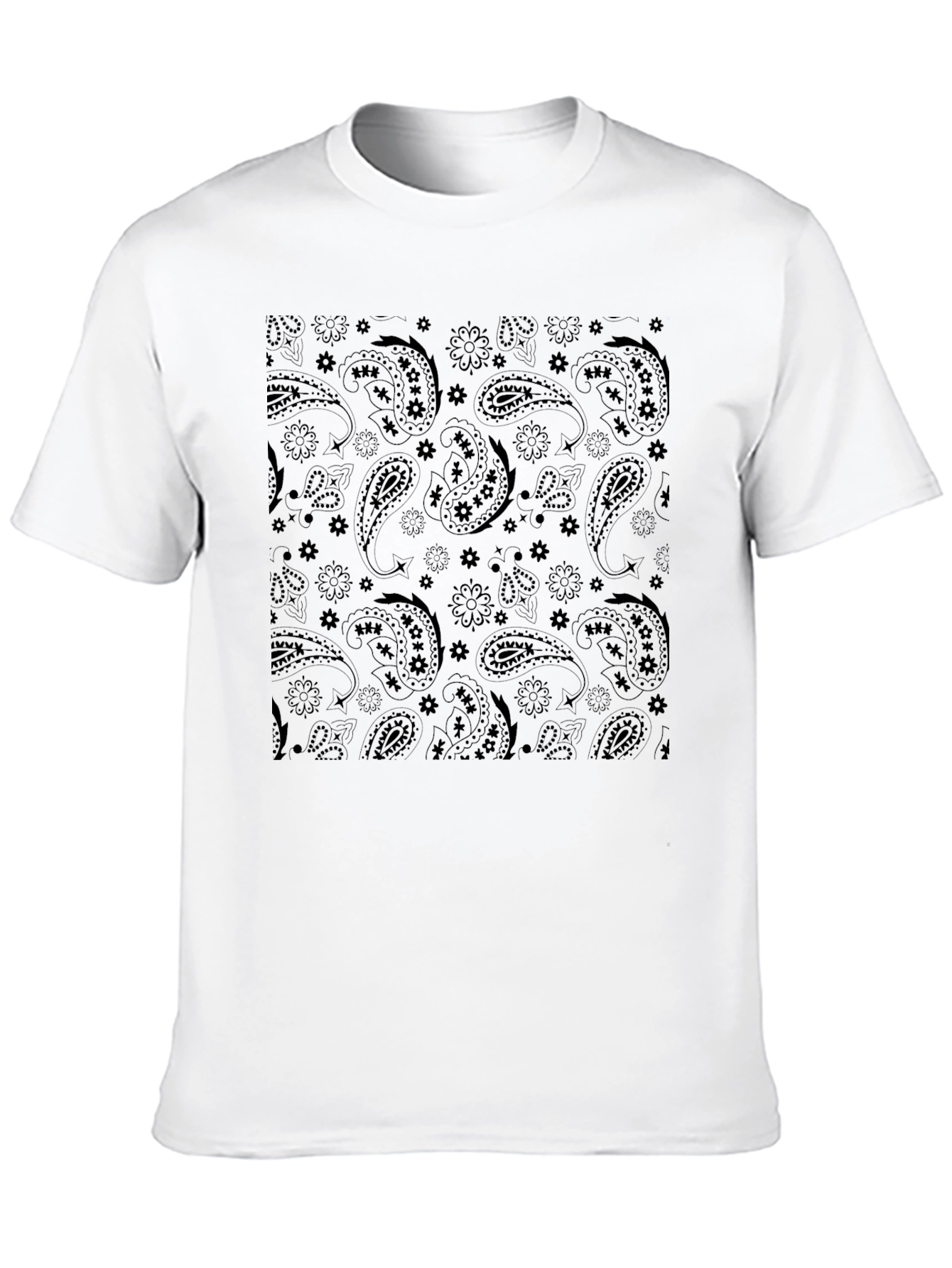 Paisley Print Black Crew Neck T-Shirt