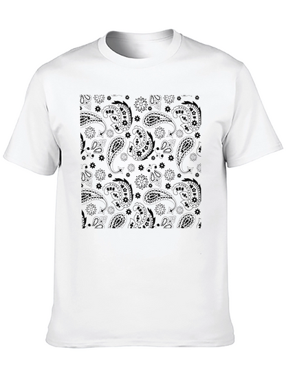 Paisley Print Black Crew Neck T-Shirt